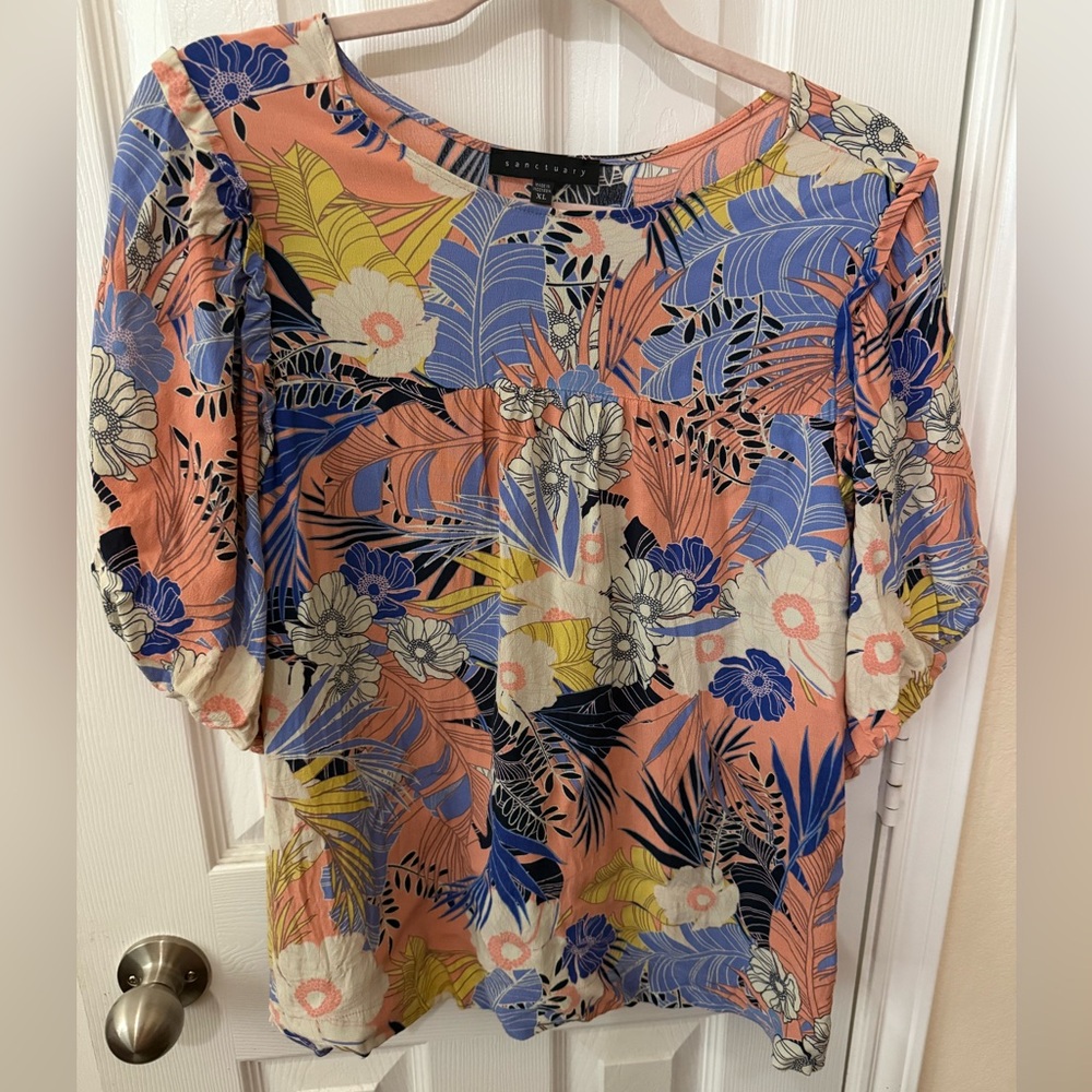 Sanctuary Floral Puff Sleeve Blouse XL